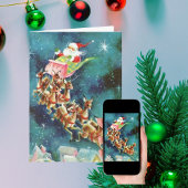 ヴィンテージサンタクロース飛んでいるトナディアオーバーハウス カード