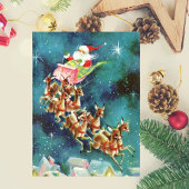 ヴィンテージサンタクロース飛んでいるトナディアオーバーハウス ポストカード