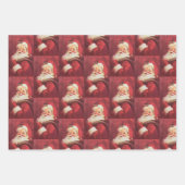 ヴィンテージサンタクロース1970年の3座標カード ラッピングペーパーシート (正面3)