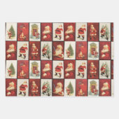 ヴィンテージサンタクロース1970年の3座標カード ラッピングペーパーシート (正面)