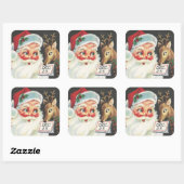 ヴィンテージサンタクロース25日にトナカイを持つ スクエアシール (シート)