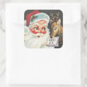 ヴィンテージサンタクロース25日にトナカイを持つ スクエアシール (バッグ)