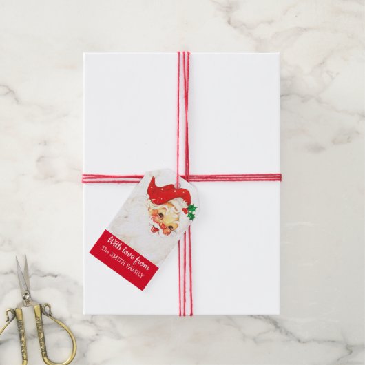 ヴィンテージサンタクロース ギフトタグ (より糸付き)