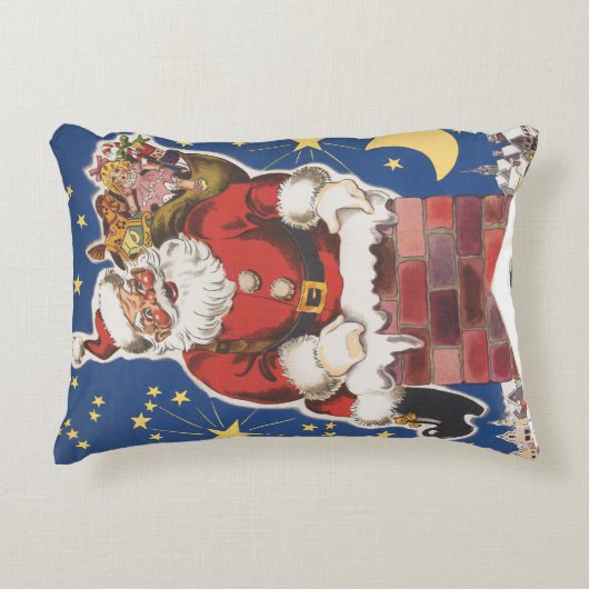 ヴィンテージサンタクロース、クリスマスの前の夜 アクセントクッション (正面)