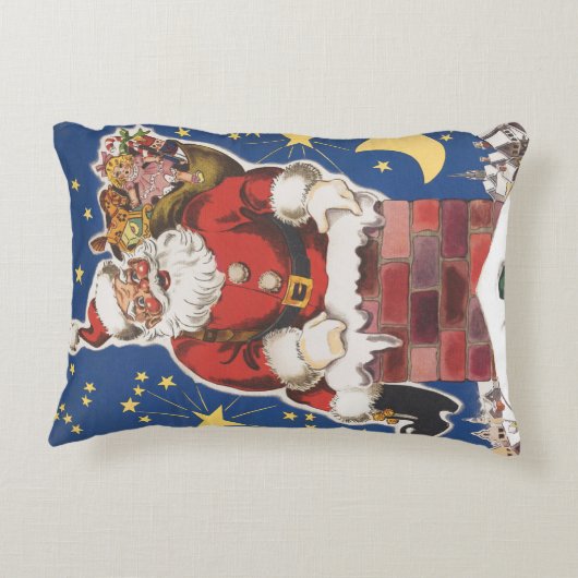 ヴィンテージサンタクロース、クリスマスの前の夜 アクセントクッション (裏面)