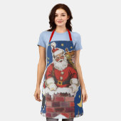 ヴィンテージサンタクロース、クリスマスの前の夜 エプロン (着用した状態)