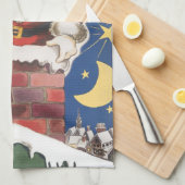 ヴィンテージサンタクロース、クリスマスの前の夜 キッチンタオル (四つ折り)