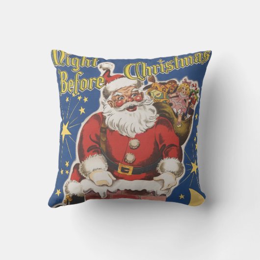 ヴィンテージサンタクロース、クリスマスの前の夜 クッション (裏面)