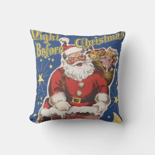 ヴィンテージサンタクロース、クリスマスの前の夜 クッション (正面)