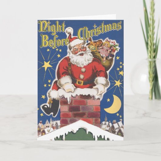ヴィンテージサンタクロース、クリスマスの前の夜 シーズンカード (正面)