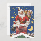 ヴィンテージサンタクロース、クリスマスの前の夜 シーズンポストカード (正面/裏面)