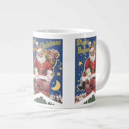 ヴィンテージサンタクロース、クリスマスの前の夜 ジャンボコーヒーマグカップ (正面右)