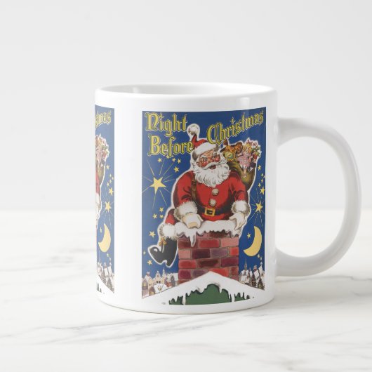 ヴィンテージサンタクロース、クリスマスの前の夜 ジャンボコーヒーマグカップ (右)