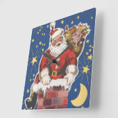 ヴィンテージサンタクロース、クリスマスの前の夜 スクエア壁時計 (傾斜)