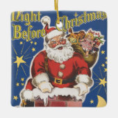 ヴィンテージサンタクロース、クリスマスの前の夜 セラミックオーナメント (正面)