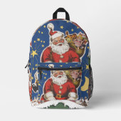 ヴィンテージサンタクロース、クリスマスの前の夜 プリントバックパック (正面)