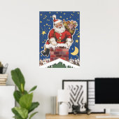 ヴィンテージサンタクロース、クリスマスの前の夜 ポスター (ホームオフィス)