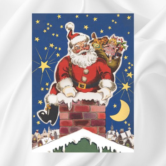 ヴィンテージサンタクロース、クリスマスの前の夜 ポスター