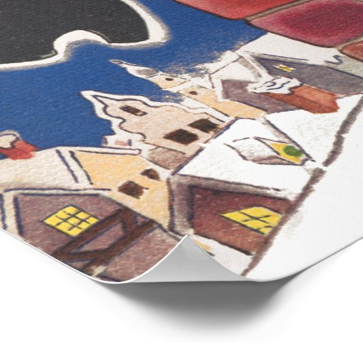 ヴィンテージサンタクロース、クリスマスの前の夜 ポスター (角)