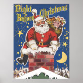 ヴィンテージサンタクロース、クリスマスの前の夜 ポスター (正面)