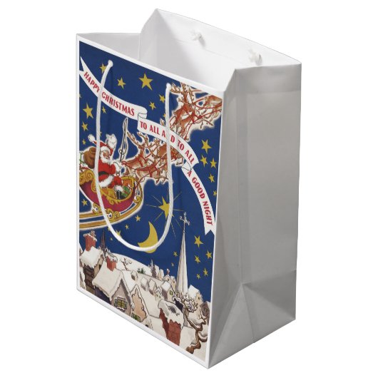 ヴィンテージサンタクロース、クリスマスの前の夜 ミディアムペーパーバッグ (裏面アングル)