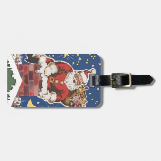 ヴィンテージサンタクロース、クリスマスの前の夜 ラゲッジタグ (正面横)