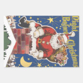 ヴィンテージサンタクロース、クリスマスの前の夜 ラッピングペーパーシート (正面)