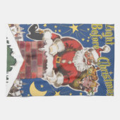 ヴィンテージサンタクロース、クリスマスの夜 キッチンタオル (横)