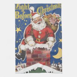 ヴィンテージサンタクロース、クリスマスの夜 キッチンタオル