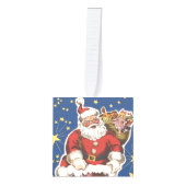 ヴィンテージサンタクロース、クリスマスの夜 キューブオーナメント (正面)