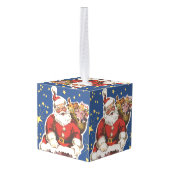 ヴィンテージサンタクロース、クリスマスの夜 キューブオーナメント (裏面アングル)