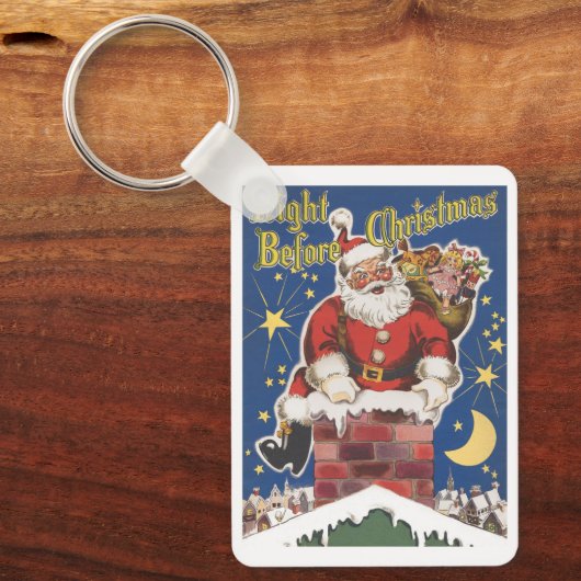 ヴィンテージサンタクロース、クリスマスの夜 キーホルダー (正面)