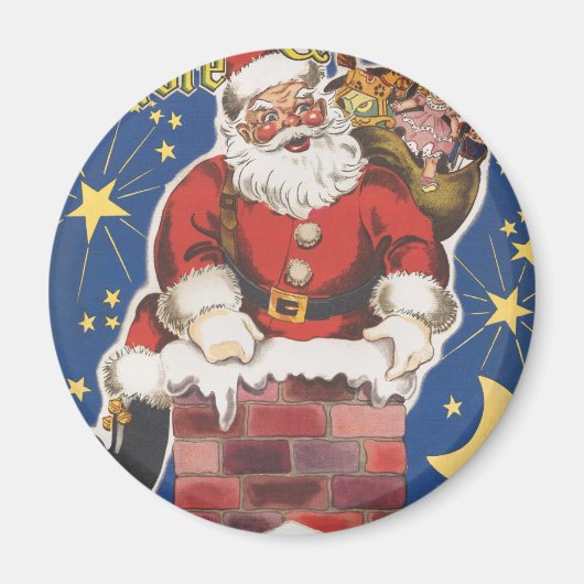 ヴィンテージサンタクロース、クリスマスの夜 マグネット (正面)