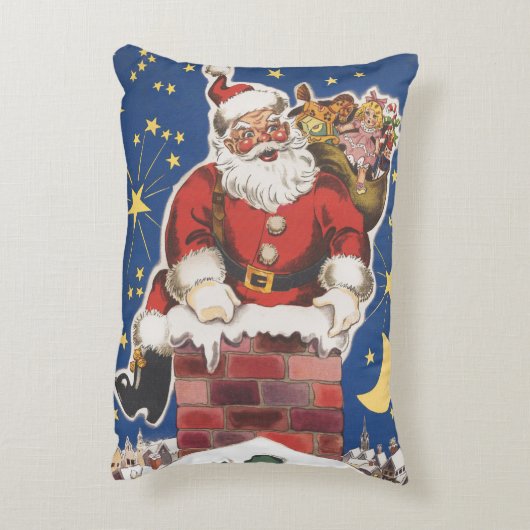 ヴィンテージサンタクロース、クリスマス前夜 アクセントクッション (裏面(縦))