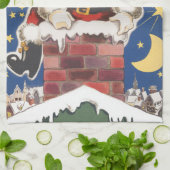 ヴィンテージサンタクロース、クリスマス前夜 キッチンタオル (折り畳み)