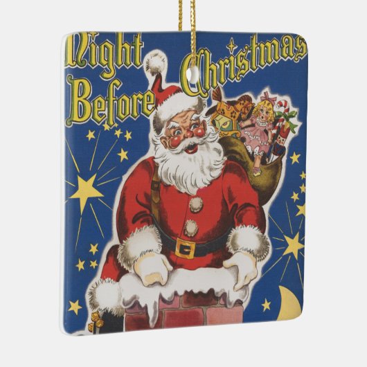 ヴィンテージサンタクロース、クリスマス前夜 セラミックオーナメント (右)