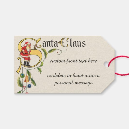 ヴィンテージサンタクロース、クリスマス縁ど飾り ギフトタグ (正面(横))