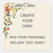 ヴィンテージサンタクロース、クリスマス縁ど飾り スクエアシール (正面)