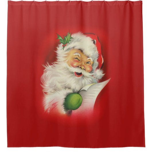 ヴィンテージサンタクロース シャワーカーテン (正面)