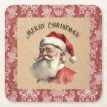 ヴィンテージサンタクロース スクエアペーパーコースター<br><div class="desc">フェスティバルヴィンテージクリスマスサンタクロース紙コースター。クリスマス素晴らしパーティーの飾り。Blackberry Boulevardによって設計。</div>