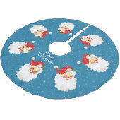 ヴィンテージサンタクロース&スノーフレークスオンブルー ブラッシュドポリエステルツリースカート (アングル)