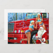ヴィンテージサンタクロース&ピンアップクリスマスポストカード シーズンポストカード (正面/裏面)