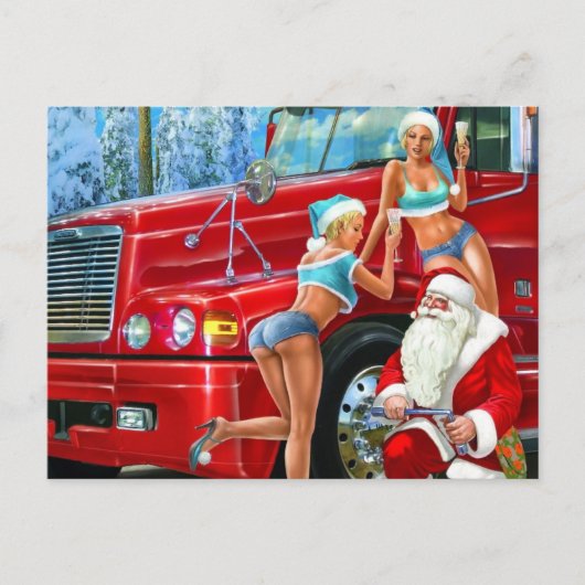 ヴィンテージサンタクロース&ピンアップクリスマスポストカード シーズンポストカード (正面)