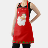 ヴィンテージサンタクロース&ホリーベリー葉ズオンレッド エプロン (インサイチュ)
