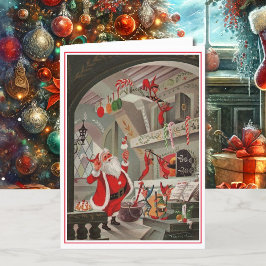 ヴィンテージサンタクロース&小人クッキー&キャンディ シーズンカード