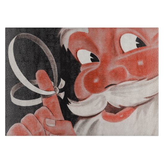 ヴィンテージサンタクロース（指にリマインダーひも付き） カッティングボード (正面)