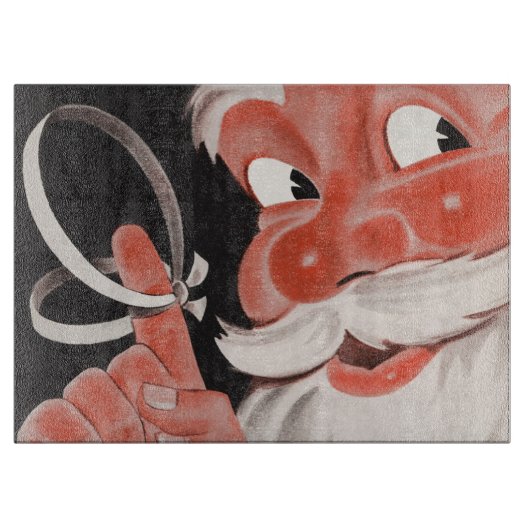 ヴィンテージサンタクロース（指にリマインダーひも付き） カッティングボード (正面)