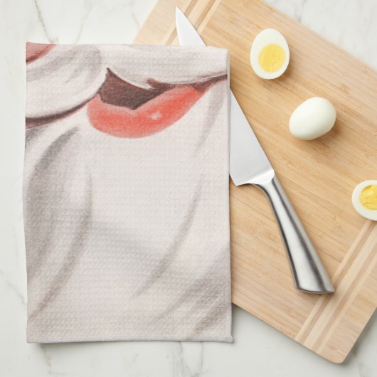 ヴィンテージサンタクロース(指にリマインダーひも付き) キッチンタオル (四つ折り)