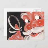 ヴィンテージサンタクロース（指にリマインダーひも付き） シーズンポストカード (正面/裏面)