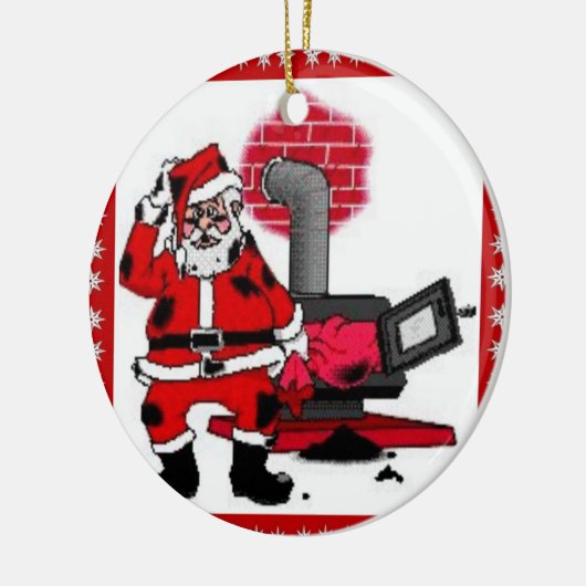 ヴィンテージサンタクロース&石炭ストーブバーナーオーナメント セラミックオーナメント (左)